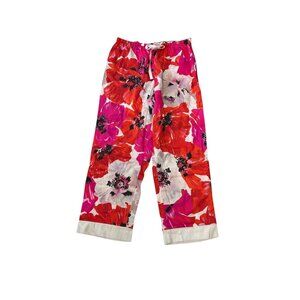 Tanya Taylor Womens Floral Drawstring Wide-Leg Pants S Cotton